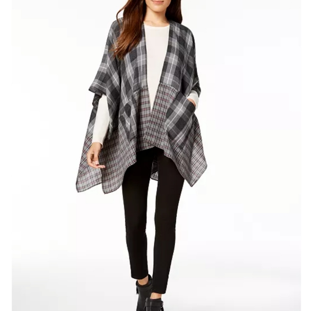 Steve Madden City chic plaid poncho